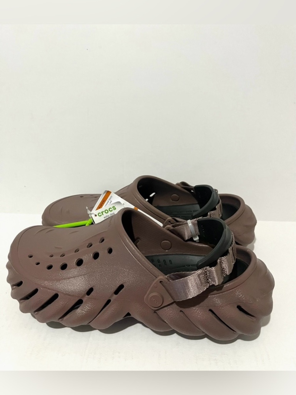 CROCS Echo  Brown Vented Clog Sandals with Adjustable Back Strap